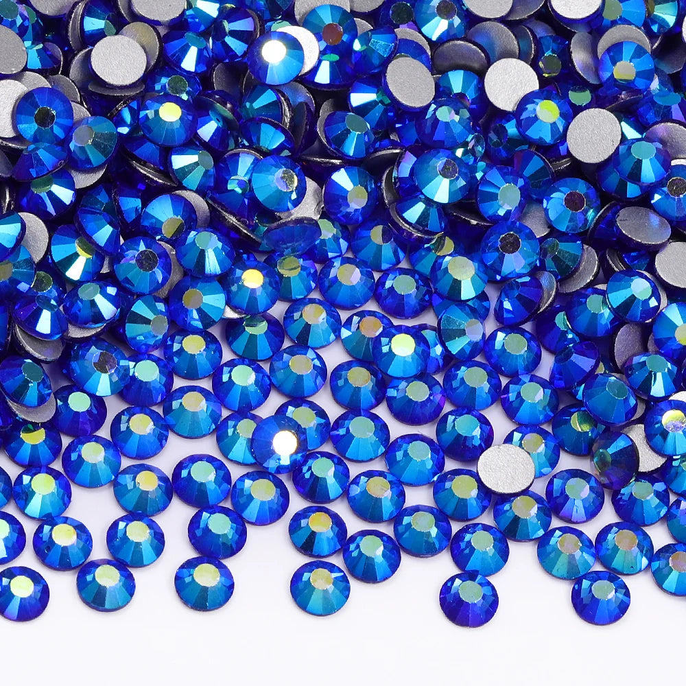 Blue Colors Glass Bling Crystal Wholesale Rhinestone Non Hotfix Flat Back Crystal Glass  for Clothing Accessories