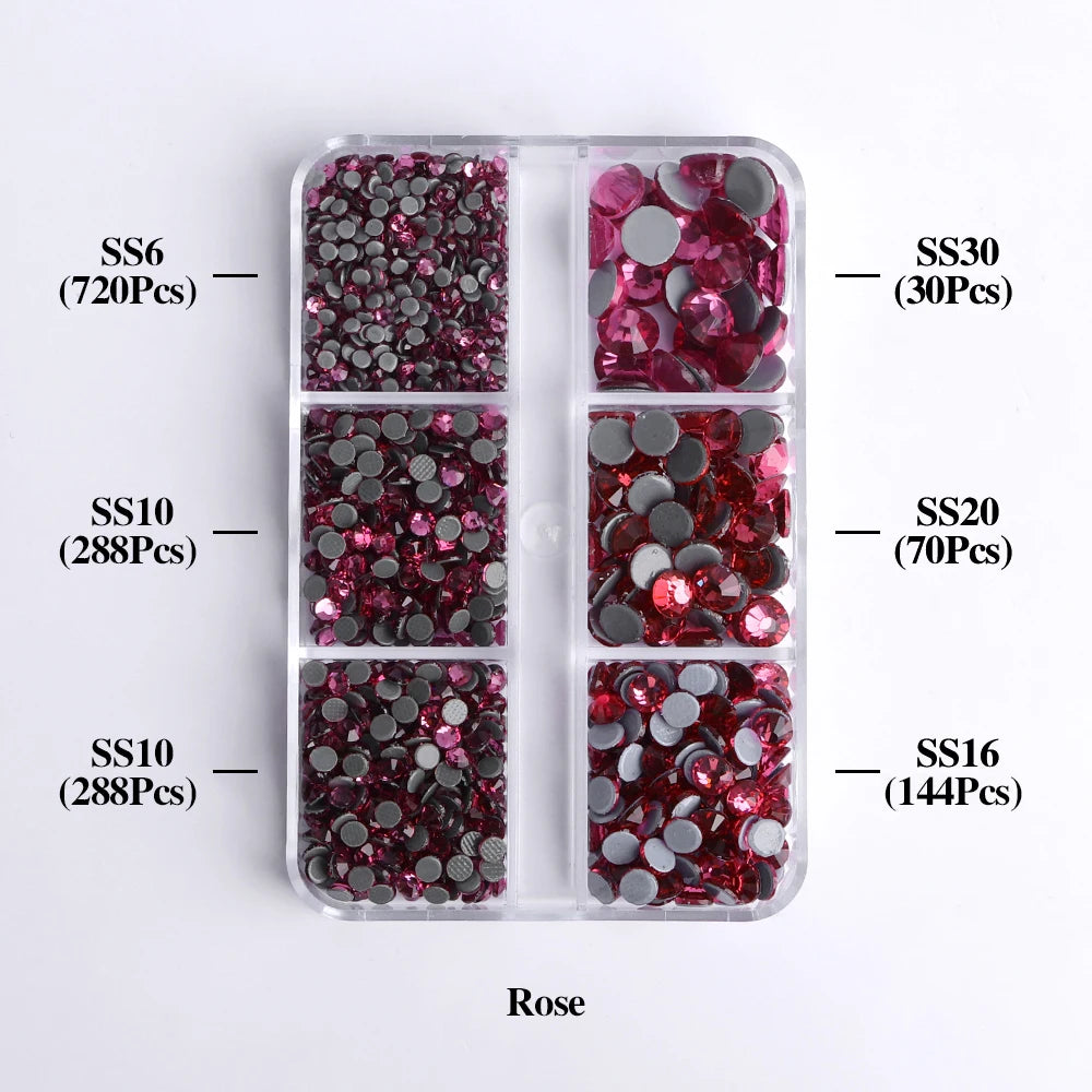 Hot Selling 6 Grid Hotfix Rhinestone Kit Mix Box Nail Charms Crystals Rhinestones Wholesale Stones for Jewellery Making