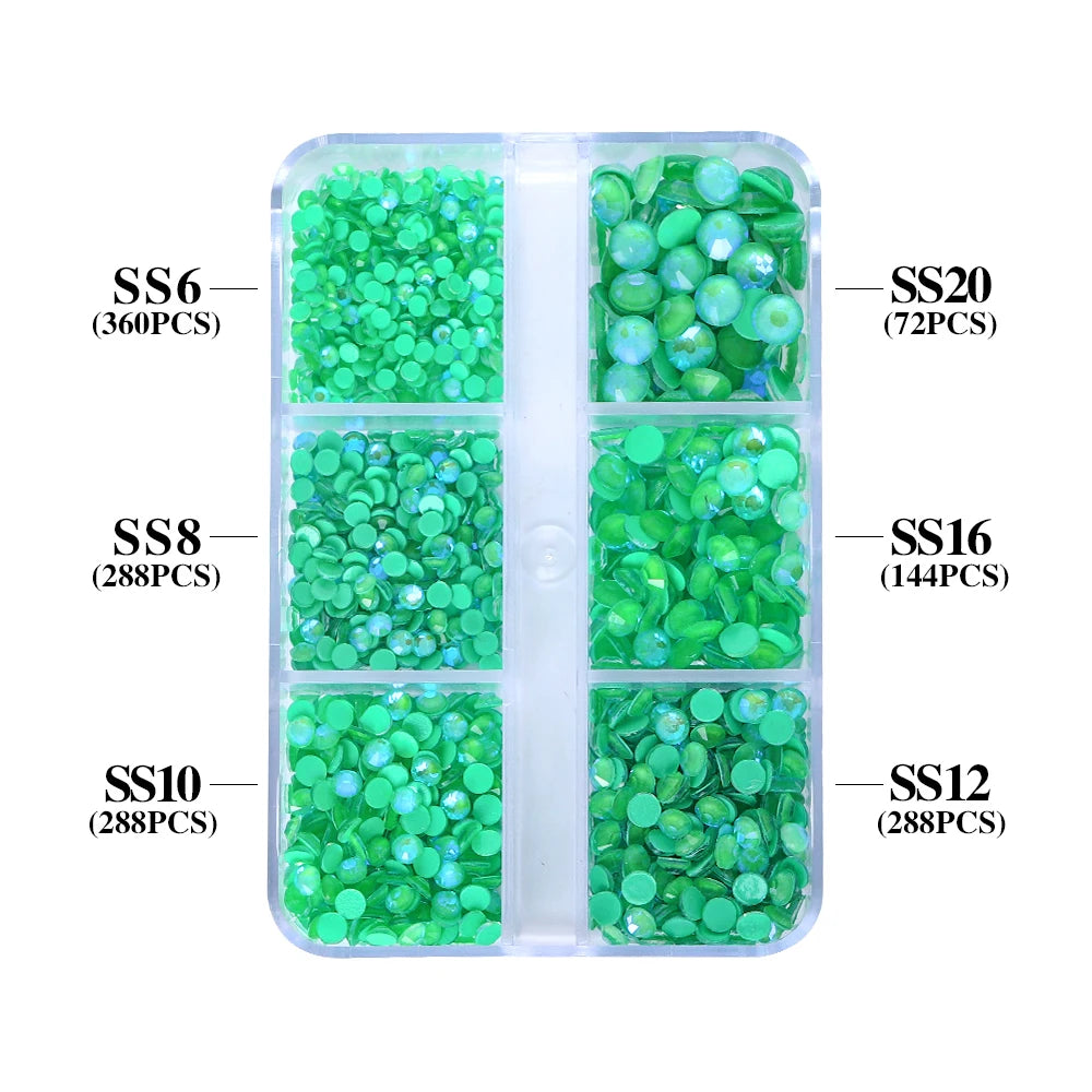 QIYI Wholesale Rhinestones Bulk 6 Grid Box Mocha SS6-SS20 Nail Charms Glass Crystal Manicure Accessories Nail Art