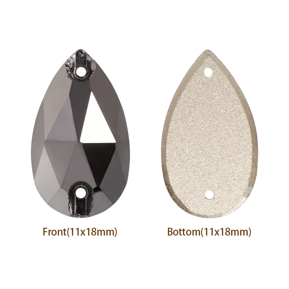 Hot Selling QIYI Brand 55 Colors Multi Size Multi Shape High Quality Flat Back Drop Sew-on Glass Crystal Rhinestones 16 Facets