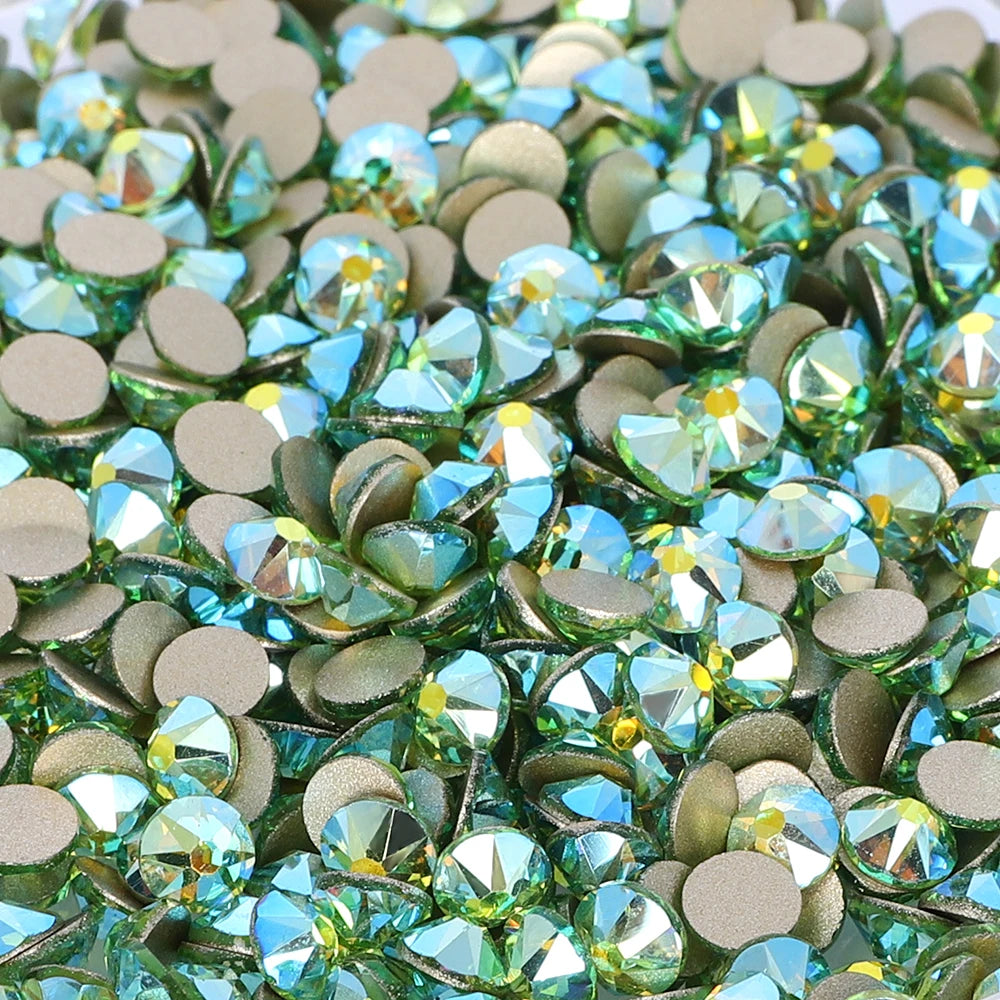 Factory Wholesale Crystal AB Colors 2088 16 Cut Facets Multi and Size Flat Back Golden Bottom High Quality Glass Rhinestones