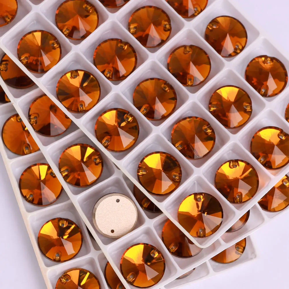 Wholesale Rivoli Rhinestones 55 Colors Crystal Strass AB Sew-on Rhinestones Glass Gems Clothing Flatback Sewing Stones for Women