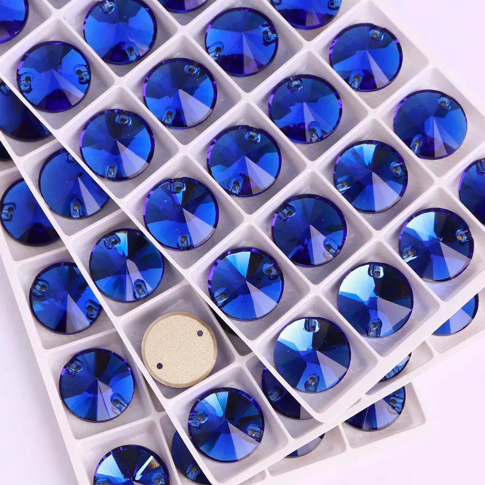 Top Quality Rivoli  80+ Colors Rhinestones Crystal AB Sew-on Rhinestones Glass Gems Clothing Flatback Sewing Stones for Women