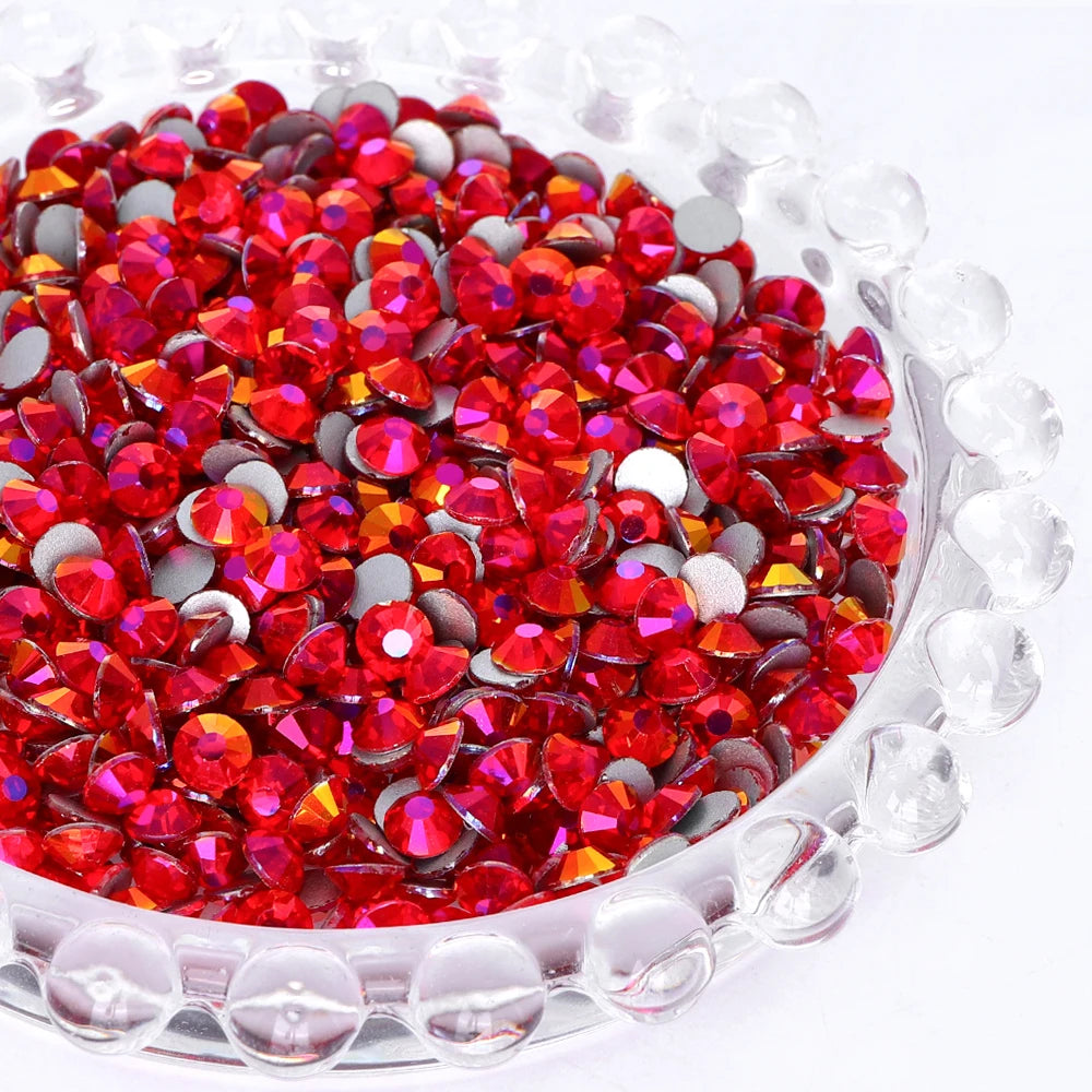QY Wholesale Over 200 Colors Rhinestones Bulk Red Crystal Flat Back Glue on Non Hotfix Stone Bling Cristal AB for Tumbler