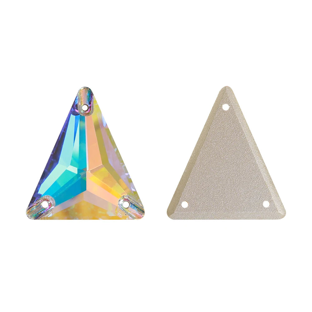 3271 Hot Selling Slim Triangle Factory Direct Wholesale High Quality Durable Shimmering Clear Glass Crystal Sew-On Rhinestones