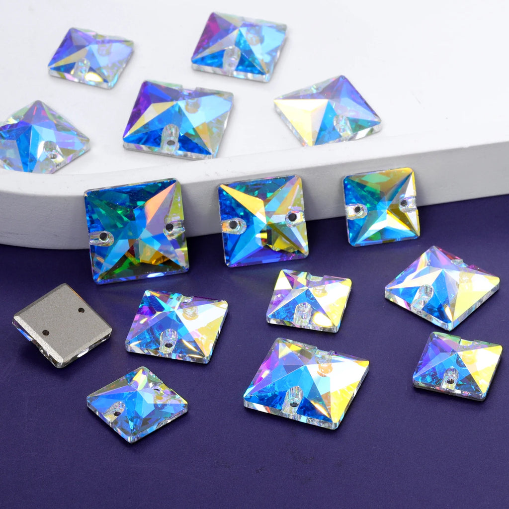QIYI 3240 High Quality K9 Glass Crystal Rhinestones Glass Beads Triangle Sew-on Crystal Stones for Wedding Dress Bags Shoes