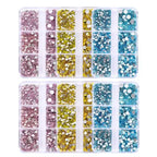 QIYI Wholesale 6 Grid Box 3D Glass Nail Art Boxes Non-Hotfix Rhinestones Flatback Nail Diamond for Shoes Christmas Decorations