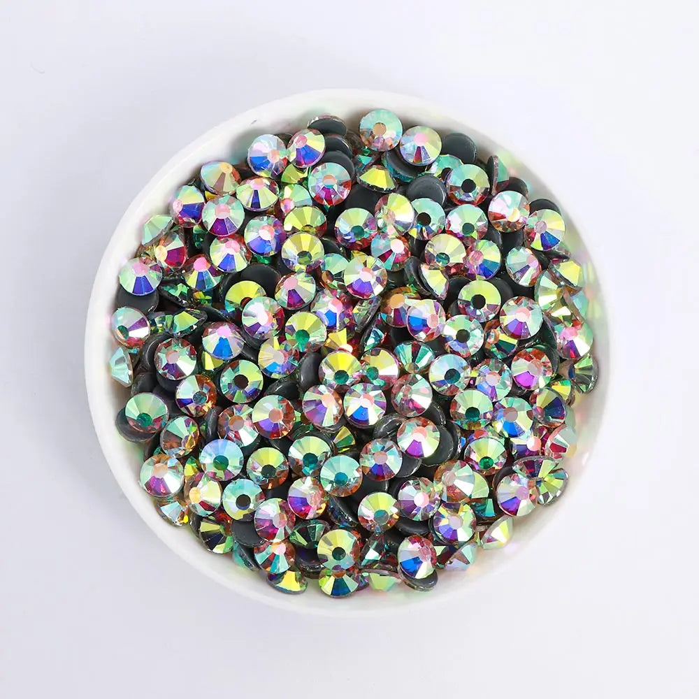 Wholesale Hot Fix Rhinestones Bulk Glass Flatback Crystal AB Rhinestones for Nail Clothes Shoes Crafts
