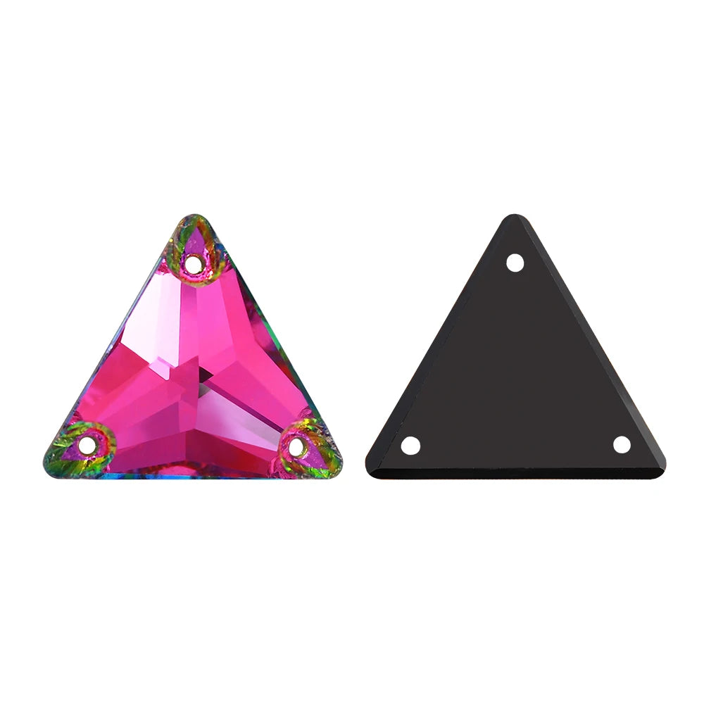 Triangle 12mm 16mm 22mm 80+Colors Sew on Rhinestones 3270  Flat Back Bling Bling Diamond Stone for Fashion Jewelry Clothes