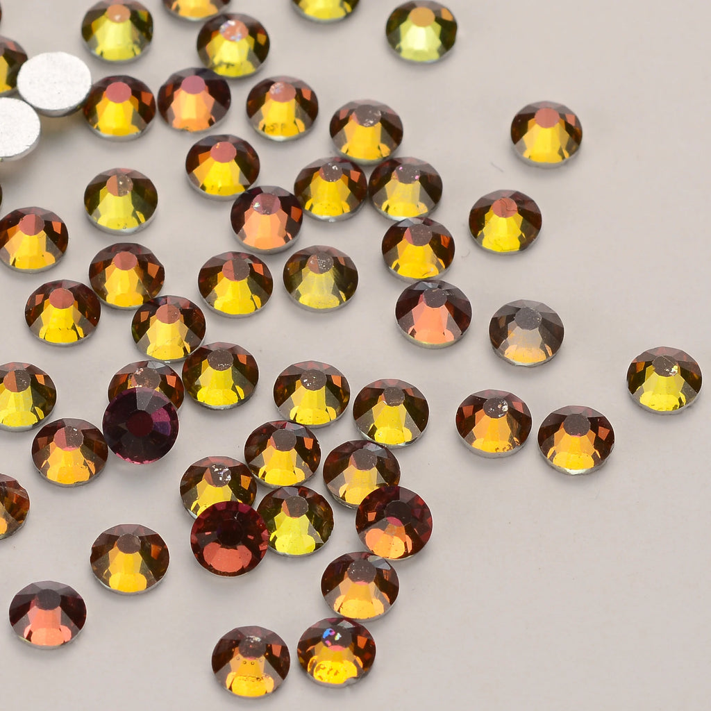 Diamond Stone Champagne Factory Wholesale Crystal AB Glass Flat Back Non Hot Fix Crystal Rhinestone in Bulk Silver 1 Bag Glue on