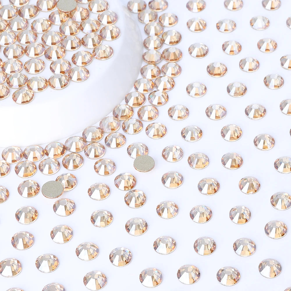 QIYI Wholesale 14400pcs Bulk Package Flatback Rhinestones Glitter Bling Glue on Luminous Rhinestones for Accessories