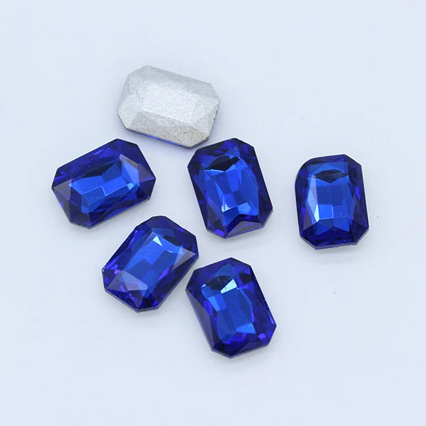 24-colors Rectangle fancy Glass stone pointed back foiled crystal rhinestone Jewels Counter decorations clothes shoes bags Gems