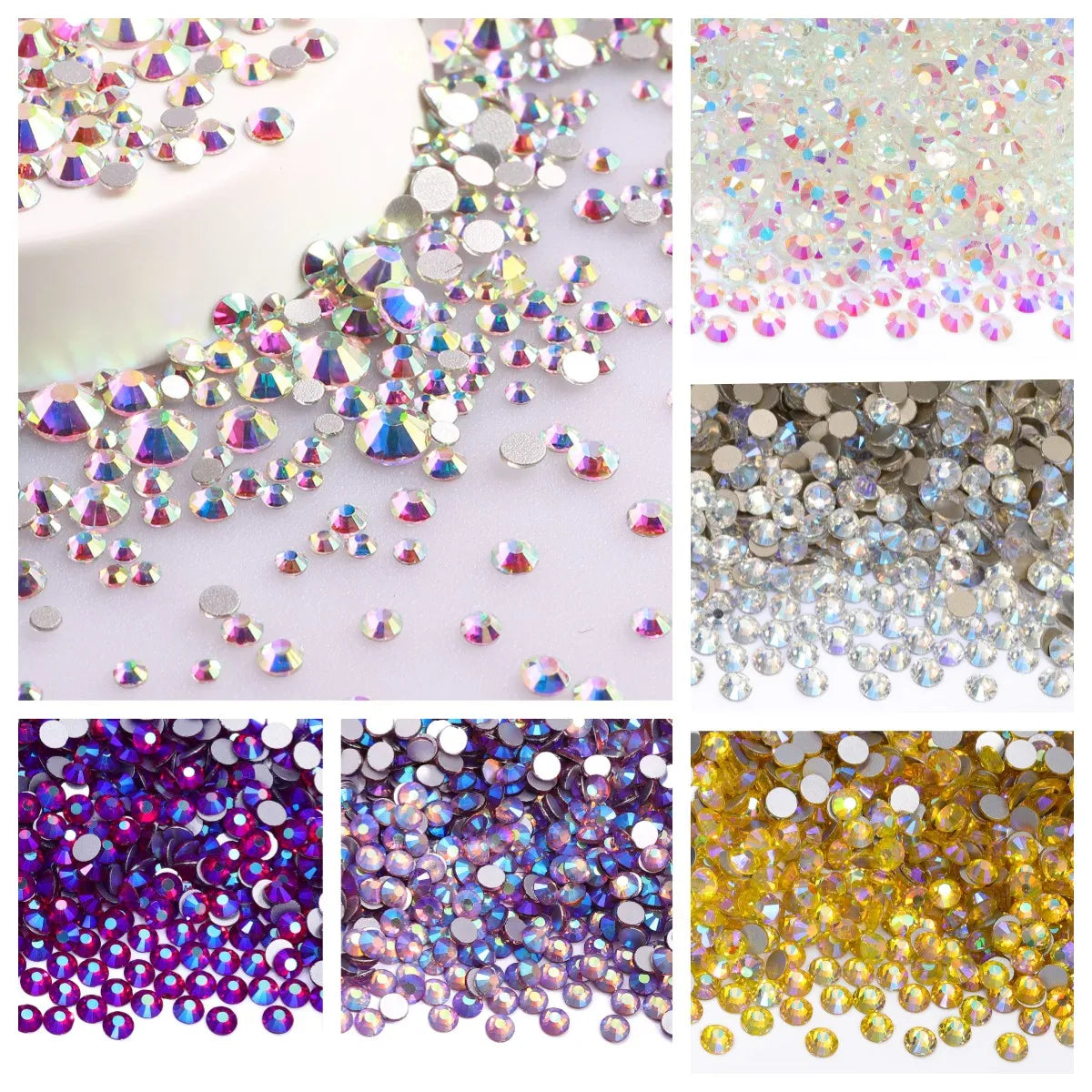 Factory Direct Wholesale Mix Size SS4-SS20 1440pcs/bag High Quality Colorful Glass Rhinestones Grade AAAAAA 12 Facets Flatback