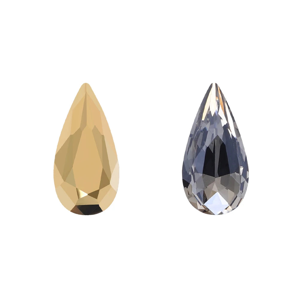 QIYI K9 Glass Tear Drop Shape Effect Color High Quality Fancy Shape Sparkling Bright Shining Point Back Stones for Decoration