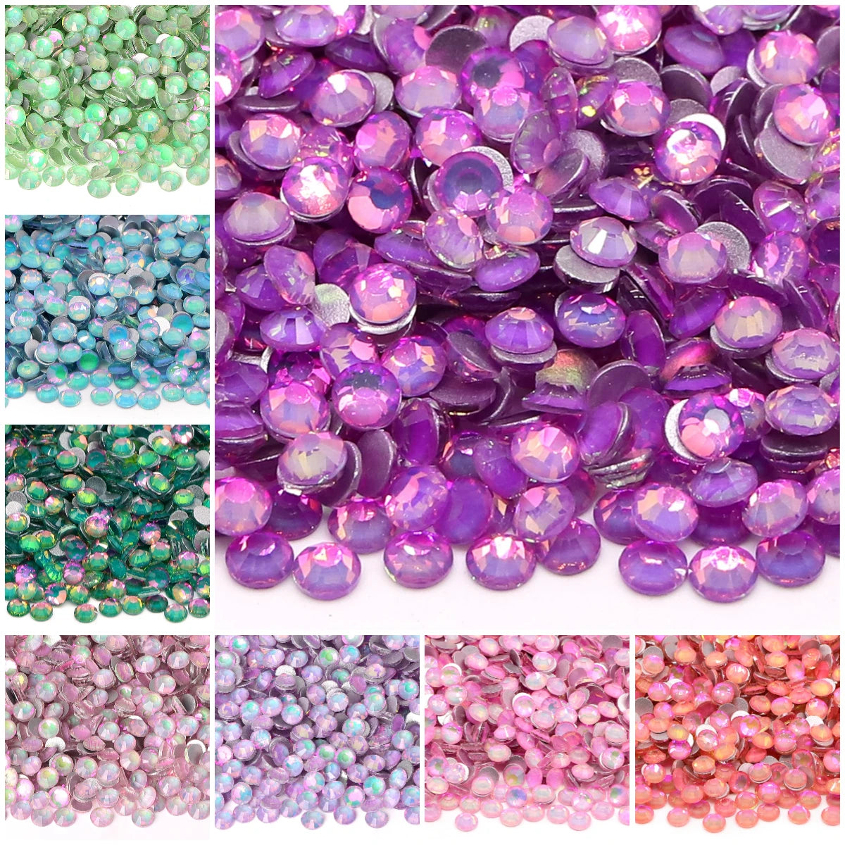 2024 New Colors Wholesale Luminous Rhinestone Non Hotfix  Flat Back Crystal Color Glass Rhinestones for DIY Nail Clothing