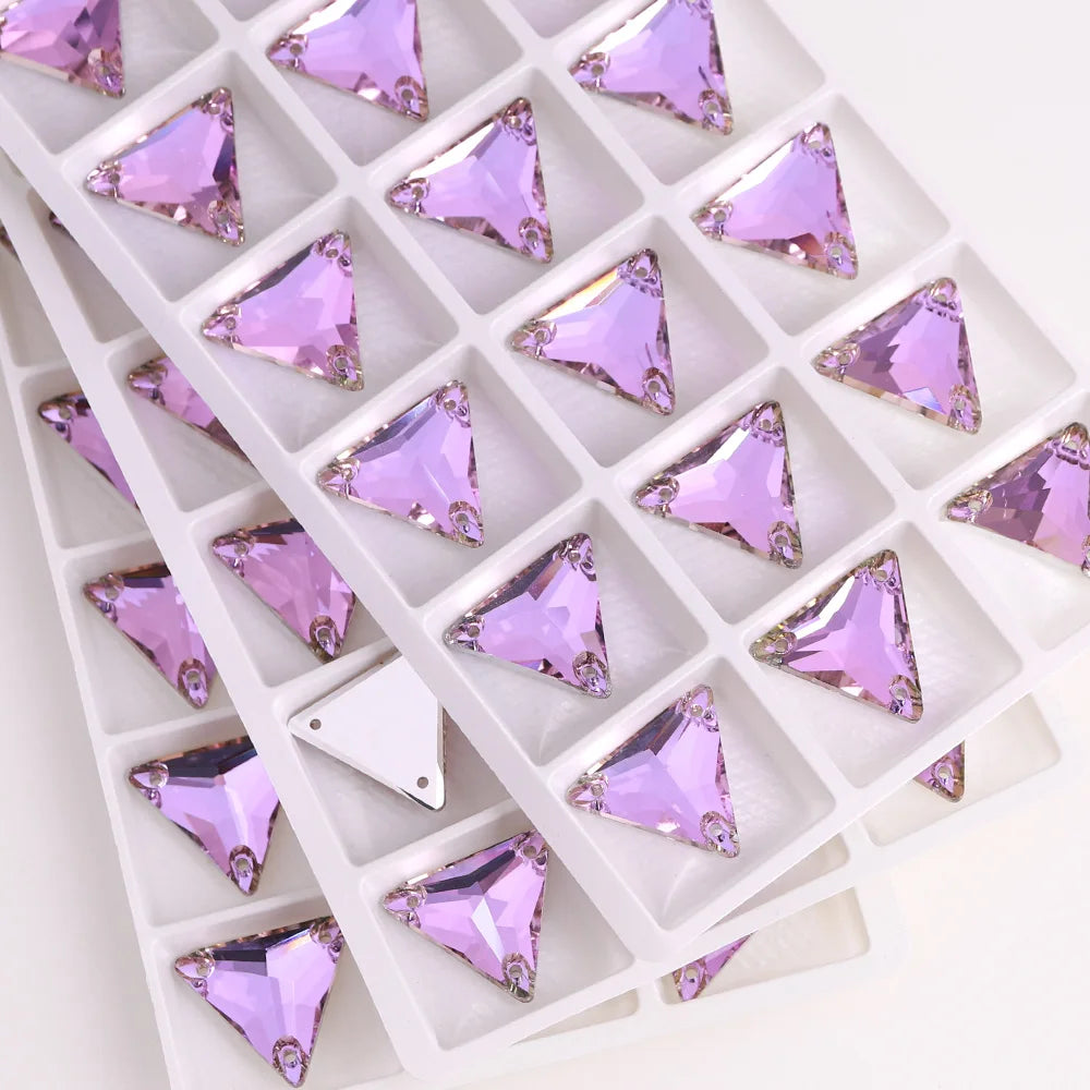 3270 Factory Direct 12mm/16mm/22mm Different Sizes 55+ Colors Top Quality Durable Grade AAAAAA Glass Triangle Sew-on Rhinestone
