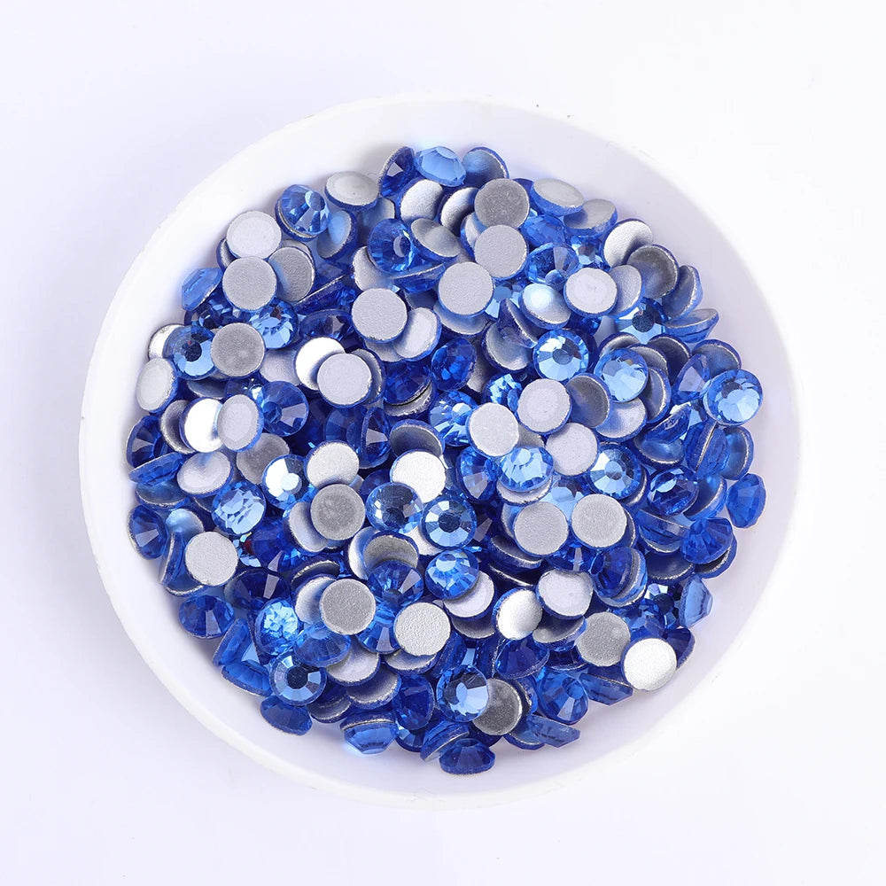 SS6-SS30 Wholesale Small Bag Non Hotfix Glue on 4A+ Quality Rhinestones Glass Crystal Flatback Regular Cut for Nail Art