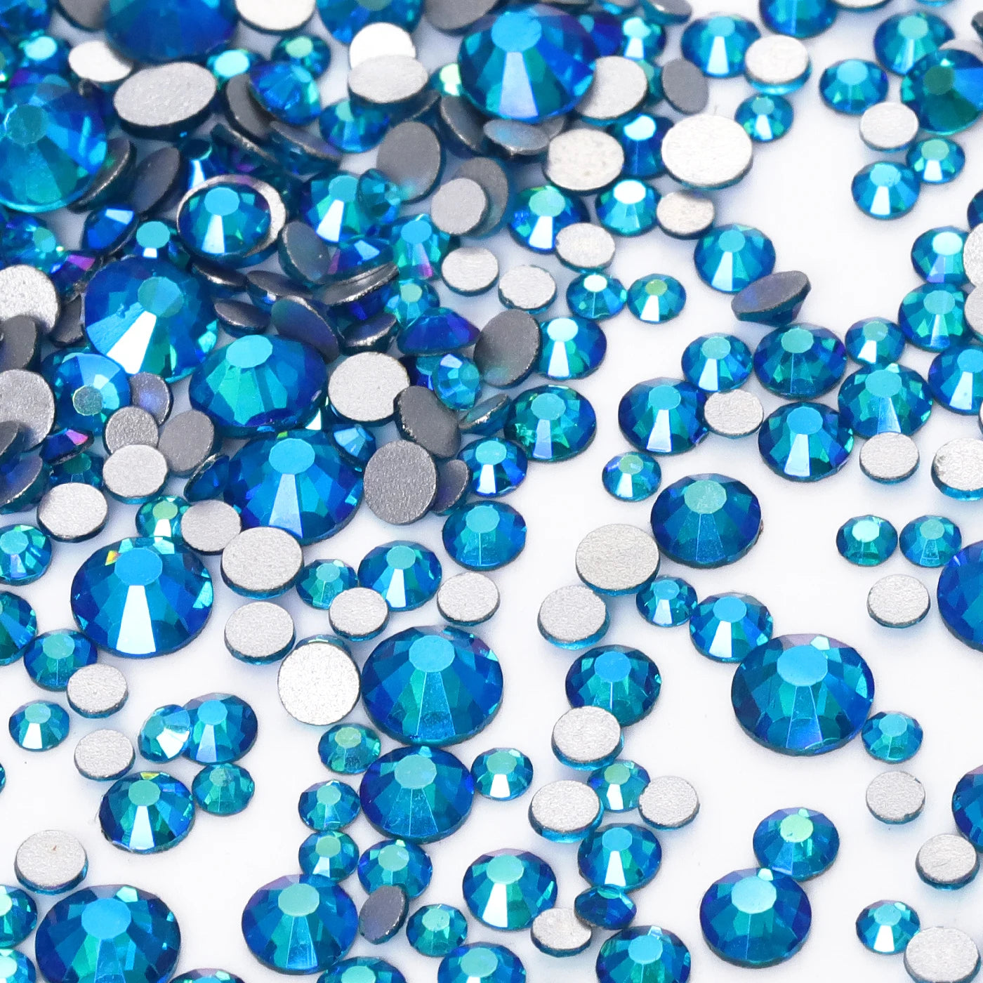 QIYI High Quality Glass Crystal AB Rhinestones  Mixed Size Ss3-ss20  Non Hotfix Flatback Crystal Rhinestones for Clothing Fabric