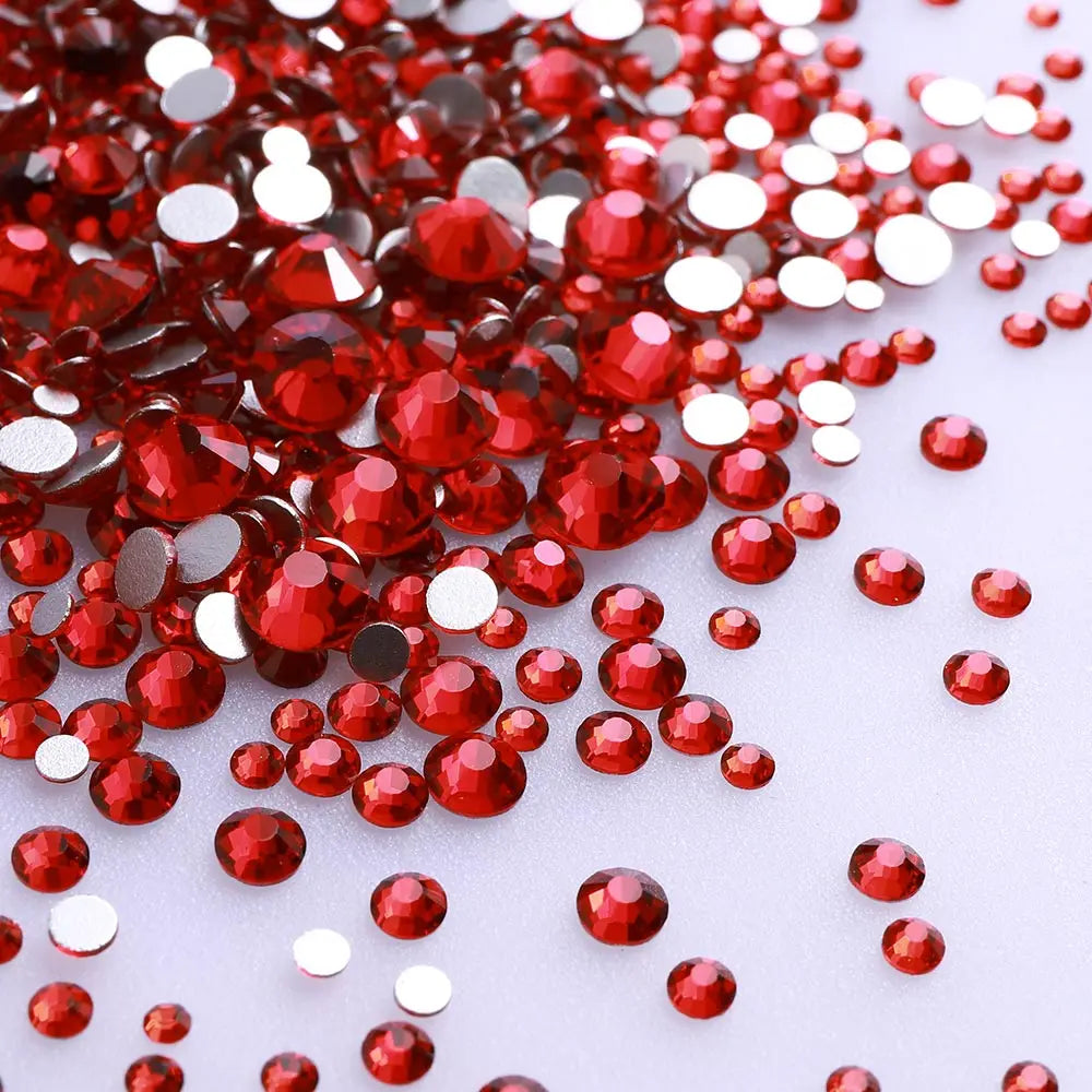 Multi Sizes SS4-SS20 Rhinestones Colorful Non Hot-Fix Round Glitter Crystal Flatback Rhinestone 3D Nail Art Decorations