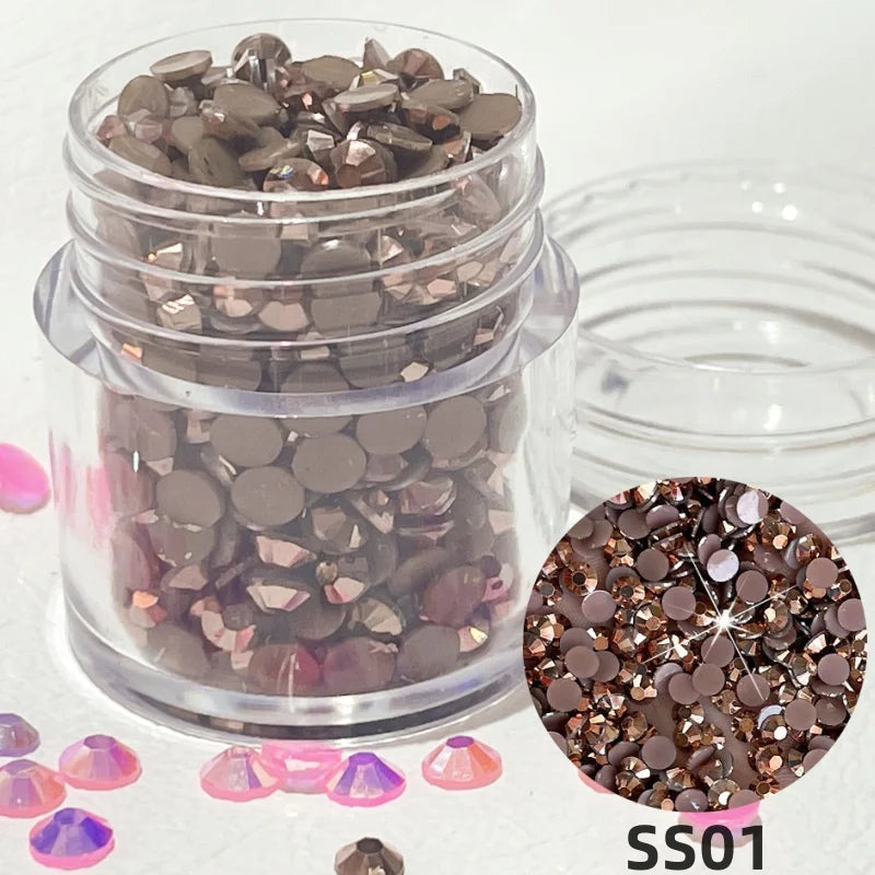 High Quality Box Packed Flat Back Resin Water Drill Flat Back Crystal Rhinestone Flat Back AB Rhinestone for DIY Nail Decoration