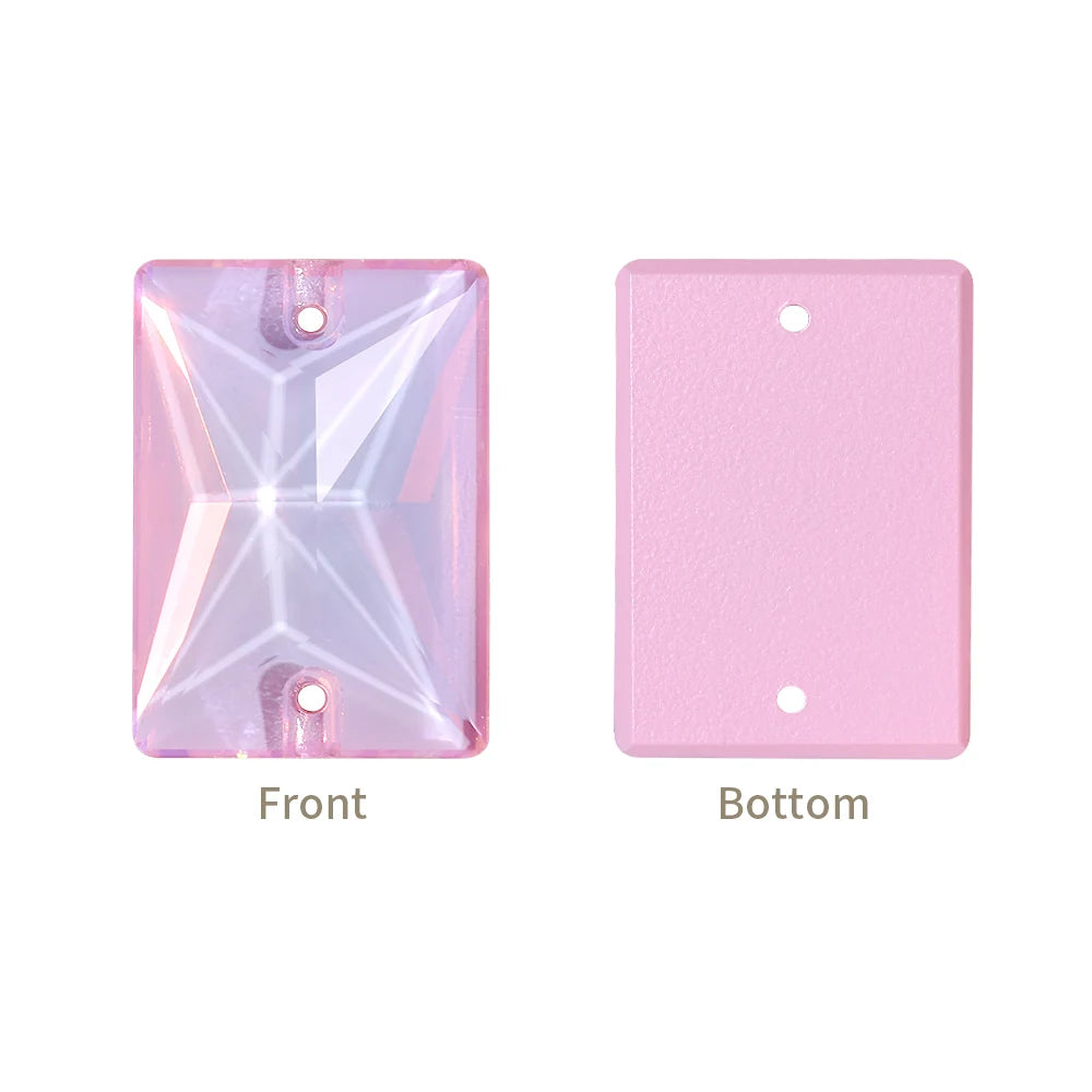 QIYI Multi Colors and Size Rectangle Sew-on Stone for Choice Clear Glass Flat Back Top Quality Sew on Rhinestones (3250)