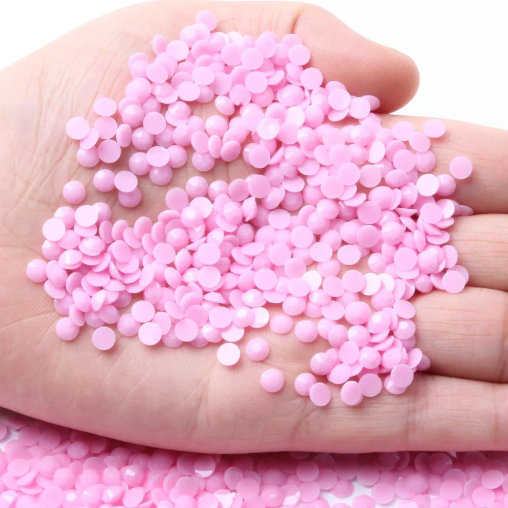 Factory Direct Sales Jelly Solid Opaque Macaroon Color Resin Non Hot Fix Stones Crystal Rhinestones for Garment Decoration