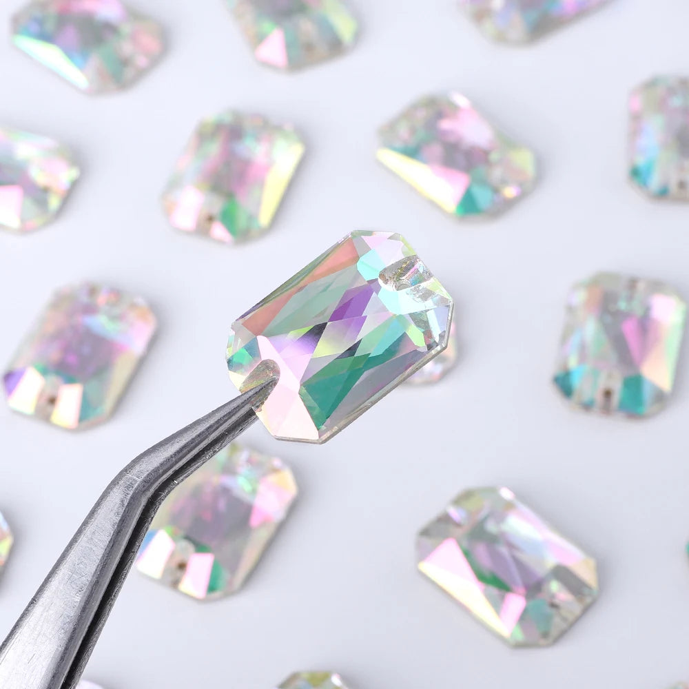 60+Colors Emerald Cut Sew on Rhinestones for Dancing Dress Accessories High Quality K9 Glass  for Jewelry Accessories