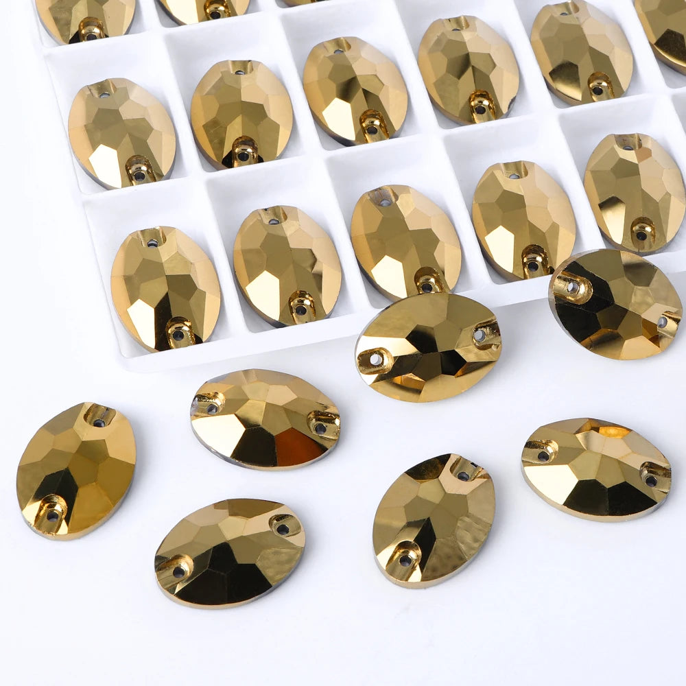 Wholesale Oval Crystal Sew-on Rhinestones K9 Glass Sew on Stones Garment Beads Clothing Sewing Accessories