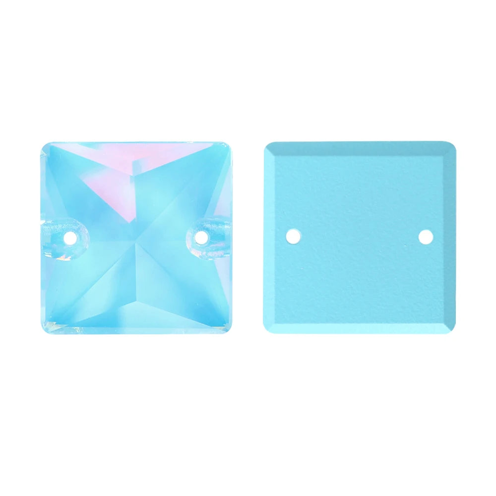 Wholesale Custom Square Sew-on Loose Rhinestones 5A Quality Crystal FlatBack 2 Holes 12 Facets Sewing Bling Decoration