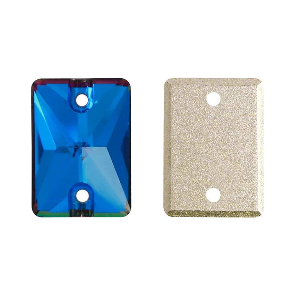 QIYI Multi Colors and Size Rectangle Sew-on Stone for Choice Clear Glass Flat Back Top Quality Sew on Rhinestones (3250)