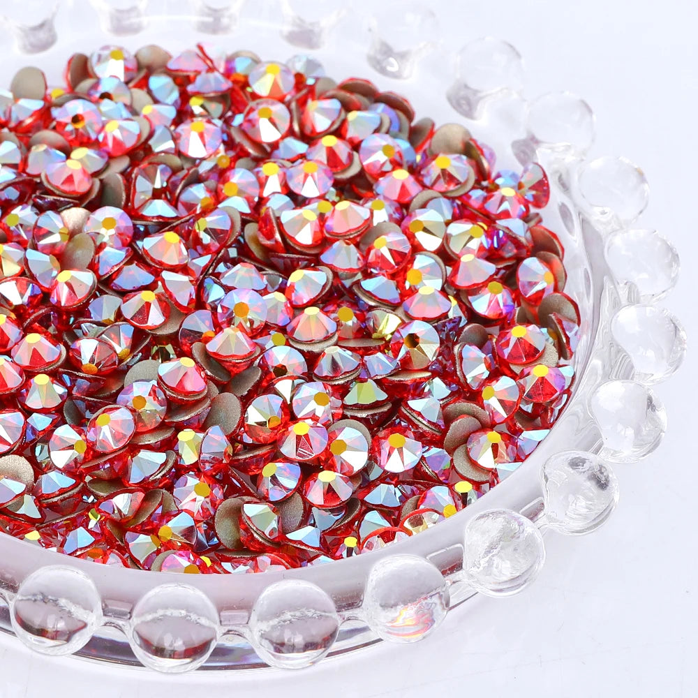 SS10-SS40 Colorful Non Hotfix Rhinestones Golden Base Flat Back Bling Glitter Glass Stones Crystal Strass Diamond for Nail