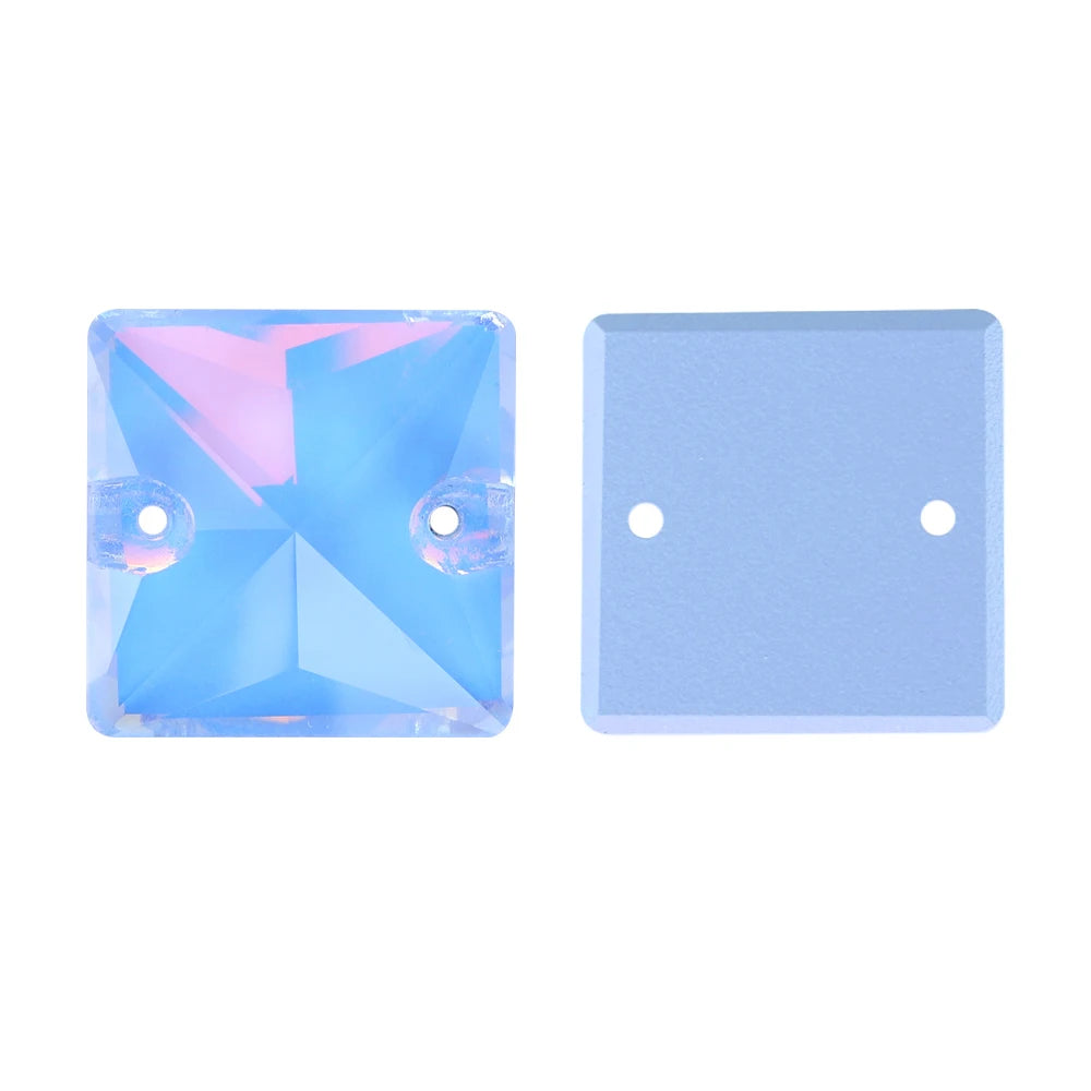Wholesale Custom Square Sew-on Loose Rhinestones 5A Quality Crystal FlatBack 2 Holes 12 Facets Sewing Bling Decoration