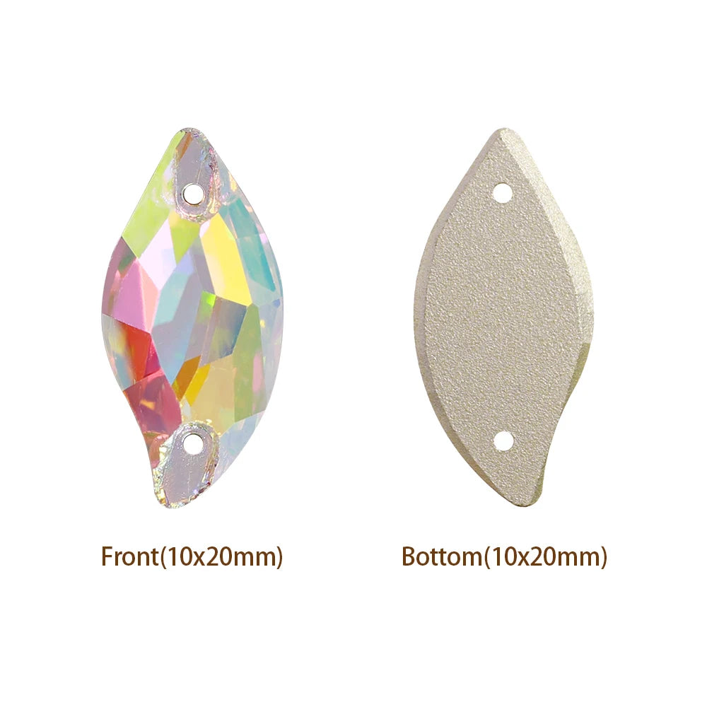 3254 QIYI Innovative Design Top Quality Grade AAAAAA Durable Clear Hard Pure Glass Flat Back Latest Fashion Sew-on Stone