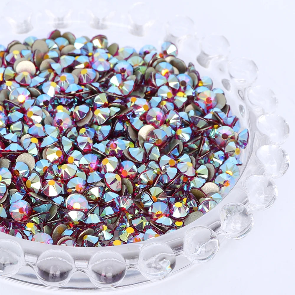 SS10-SS40 Colorful Non Hotfix Rhinestones Golden Base Flat Back Bling Glitter Glass Stones Crystal Strass Diamond for Nail