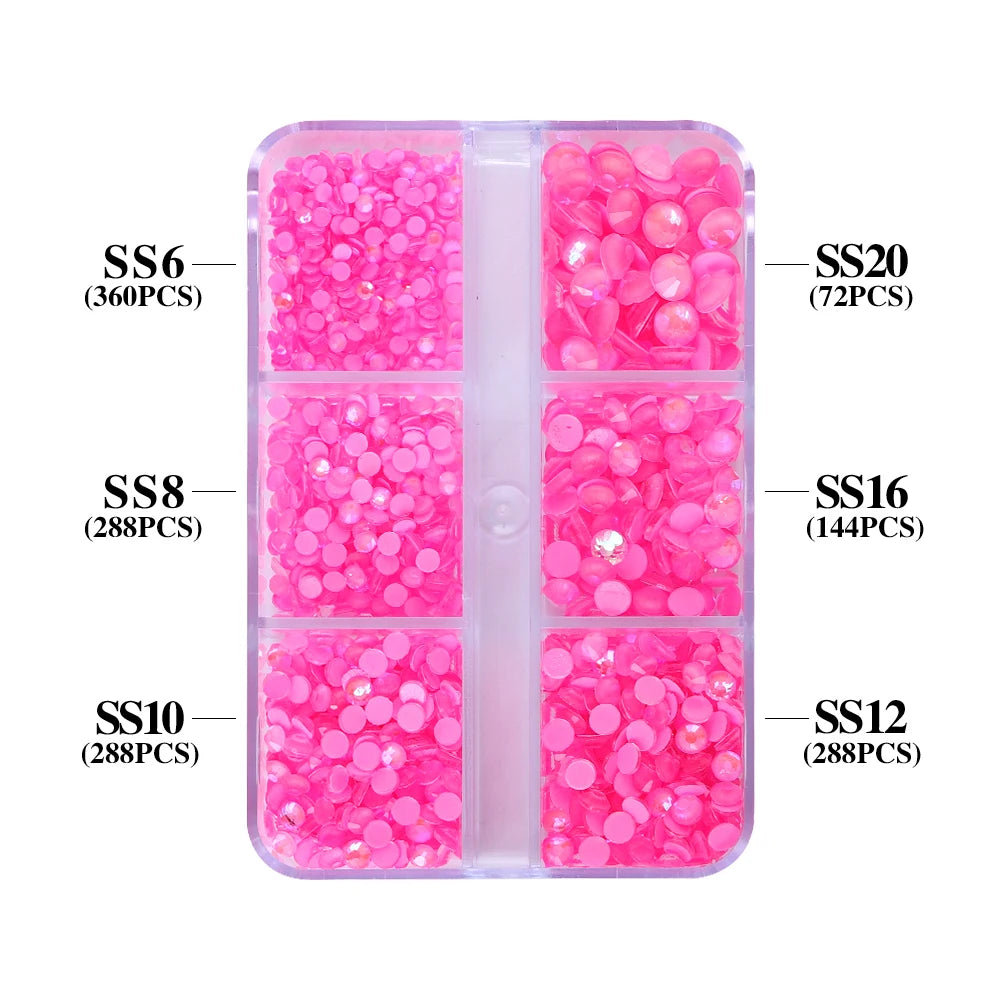 QIYI Wholesale Rhinestones Bulk 6 Grid Box Mocha SS6-SS20 Nail Charms Glass Crystal Manicure Accessories Nail Art