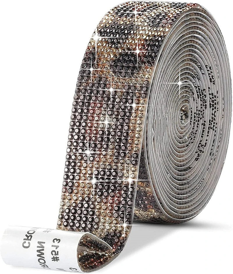 QIYI Wholesale Rhinestone Tape Self Adhesive Rhinestones Trimming Bling Crystal Glass Sheets Roll Wrap Sticker for Tumbler