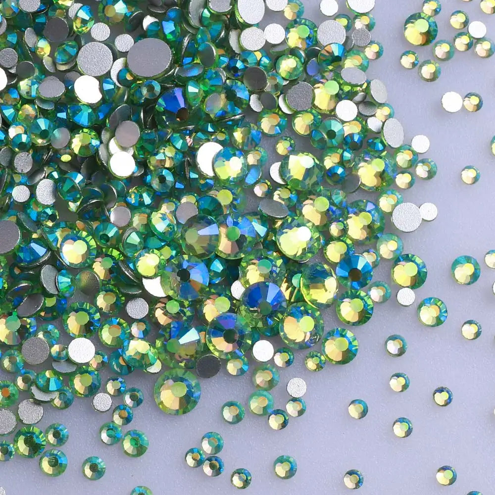 Wholesale 100 Colors Ss4-ss20 Mix Size Strass Crystal Rhinestones Non Hotfix Round Glass Stones Glue on Nail Gems Decoration