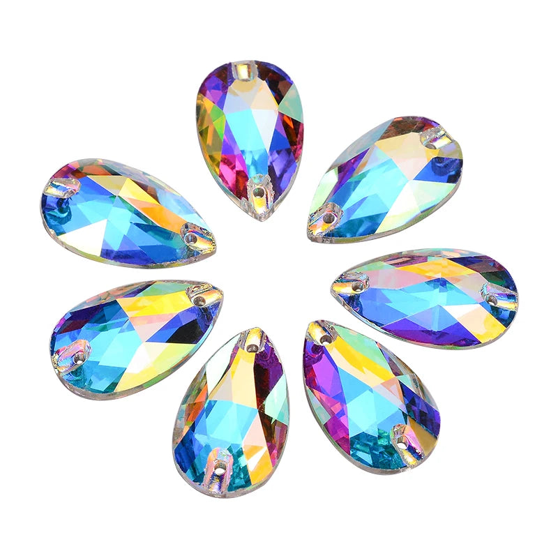 Wholesales High Quality Fancy Shapes Crystal Colors Non Hot-fix Sew on Rhinestone for for Garments Decoration