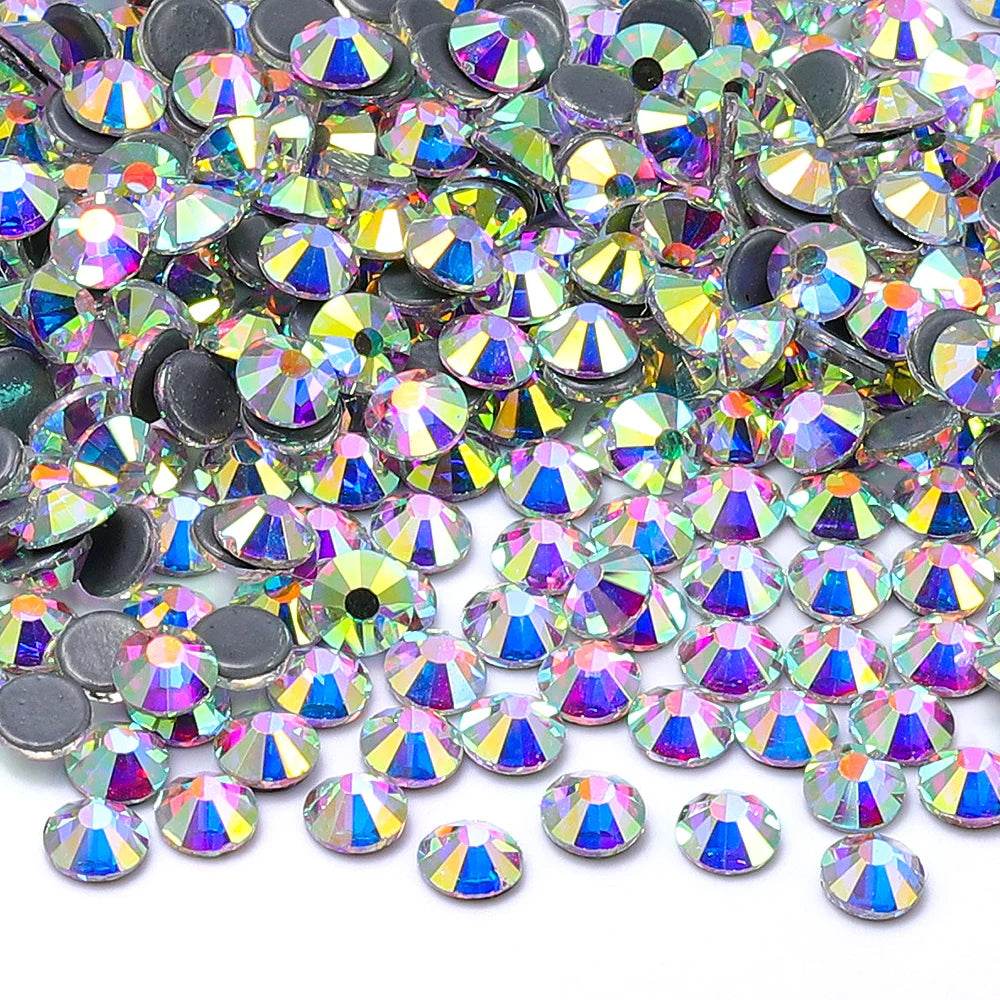 Wholesale Factory Price Qiyi Brand Top Grade 12 Facets Flat Back Hotfix Glass Crystal Rhinestone Delicate Clothing Accessories