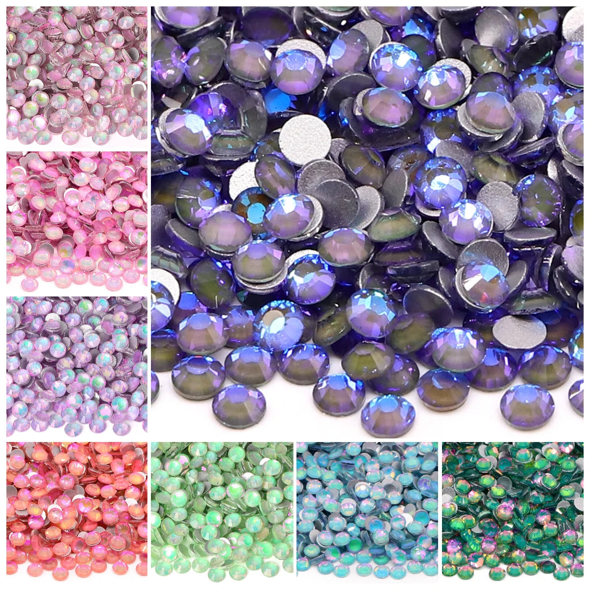Latest New Colors Luminous Ss3-ss50 Wholesale Non Hotfix Cryatl Opal  Flat Back Crystal  Glass Rhinestones for DIY Gym Clothing