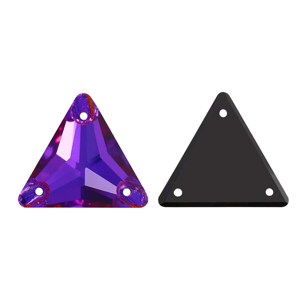 3270 Factory Direct 12mm/16mm/22mm Different Sizes 55+ Colors Top Quality Durable Grade AAAAAA Glass Triangle Sew-on Rhinestone
