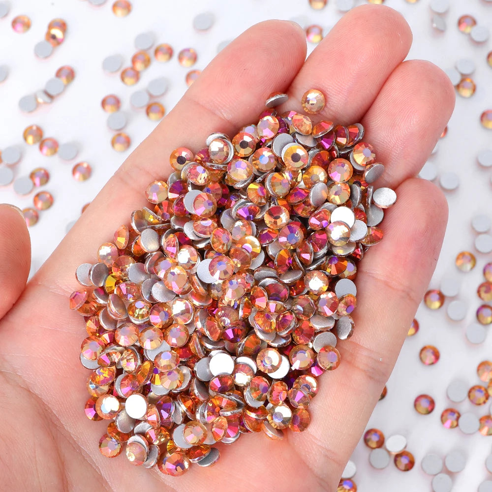 QY Wholesale Over 200 Colors Rhinestones Bulk Red Crystal Flat Back Glue on Non Hotfix Stone Bling Cristal AB for Tumbler