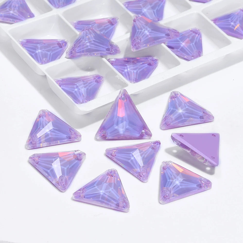 Triangle 12mm 16mm 22mm 80+Colors Sew on Rhinestones 3270  Flat Back Bling Bling Diamond Stone for Fashion Jewelry Clothes