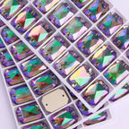 Emerald Cut High Quality Latest Fashion Clear Glass Flat Back Sew-On Rhinestones 12 Facets Multi-Use DIY Wedding Dress Two Holes