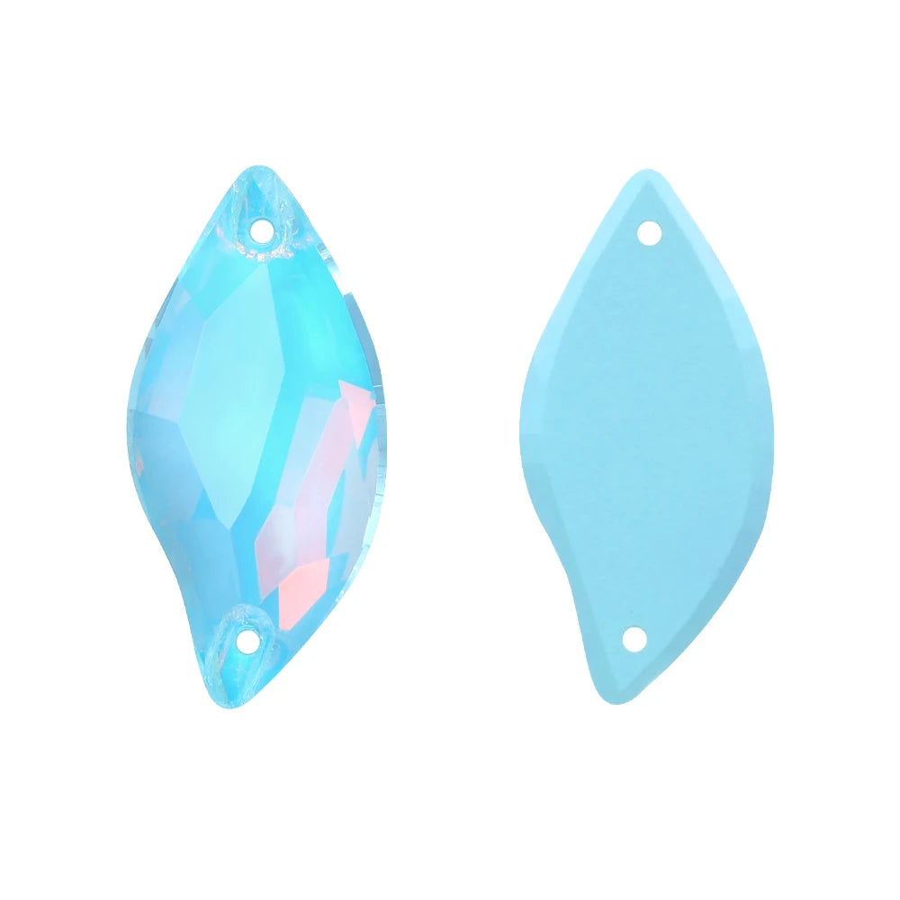 QIYI Innovative Design Diamond Leaf Shape High Quality Grade AAAAAA Clear Hard Pure Glass Loose Flat Back Sew-on Rhinestones 9