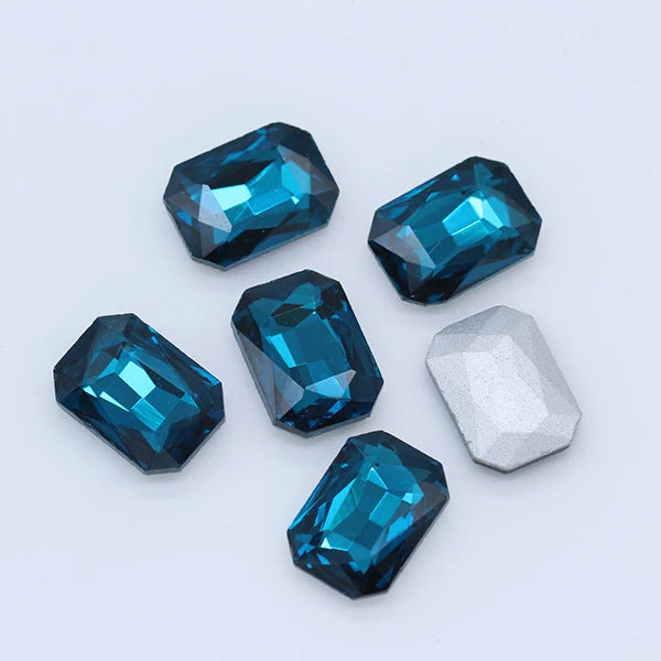 24-colors Rectangle fancy Glass stone pointed back foiled crystal rhinestone Jewels Counter decorations clothes shoes bags Gems