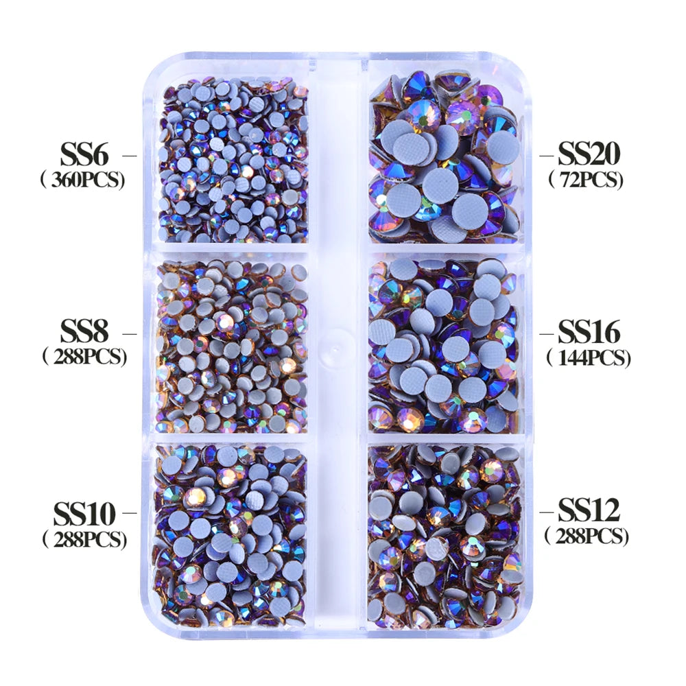 Wholesale SS6 SS10 SS16 SS20 SS30 6 Grid Mix Size Clear AB Rhinestone Hotfix Rhinestones for Costumes