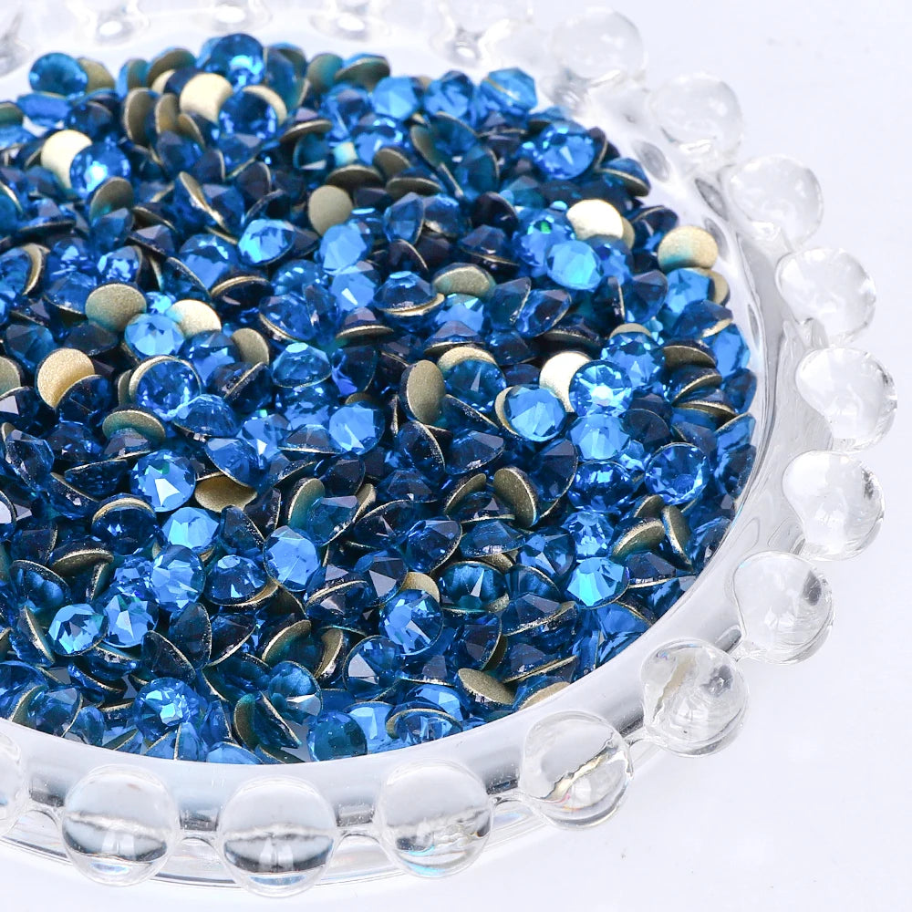 SS10-SS40 Colorful Non Hotfix Rhinestones Golden Base Flat Back Bling Glitter Glass Stones Crystal Strass Diamond for Nail