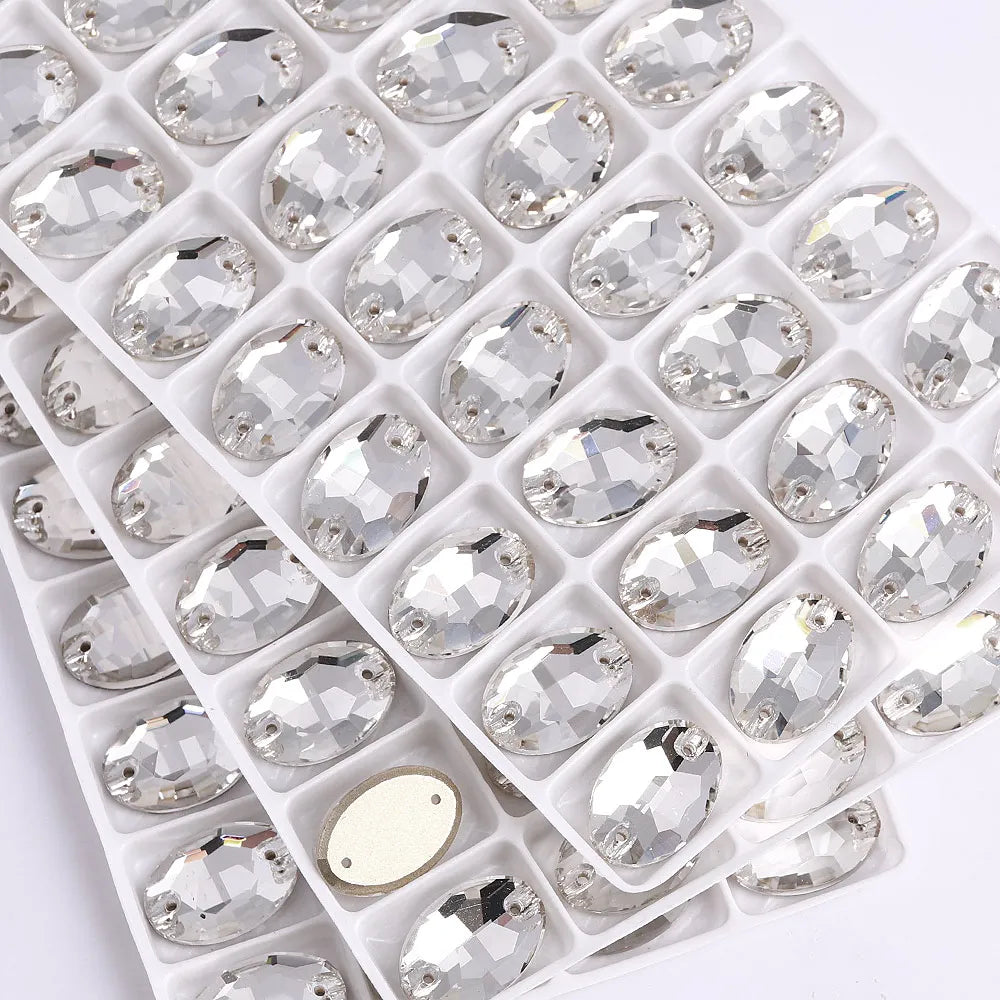 Wholesale Oval Crystal Sew-on Rhinestones K9 Glass Sew on Stones Garment Beads Clothing Sewing Accessories