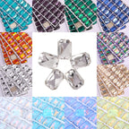 Emerald Cut High Quality Latest Fashion Clear Glass Flat Back Sew-On Rhinestones 12 Facets Multi-Use DIY Wedding Dress Two Holes